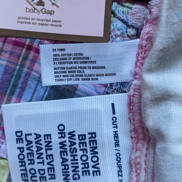 [KIDS 2/$40] NWT Baby Girl (12-18M) - GAP Madras Patchwork Shorts - Picture 5 of 5